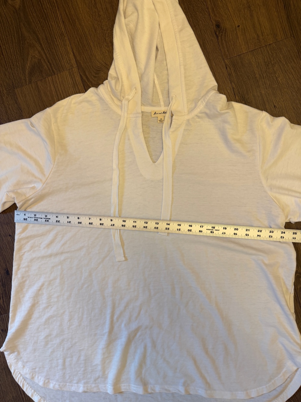 Jane & Delancey White Hooded Tunic Top High Low Hem Long Sleeve 1X Plus Size - Picture 10 of 12